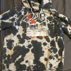 Gray and Black Graphic Hoodie